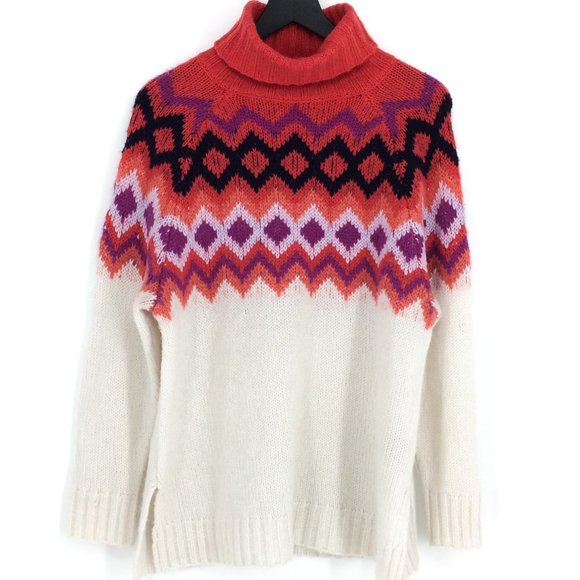NWOT AERIE Fair Isle Oversized Turtleneck Sweater - Picture 1 of 8